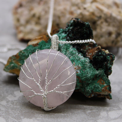 Tree of Life Gemstone Necklace - Rose Quartz - ScentiMelti  Tree of Life Gemstone Necklace - Rose Quartz