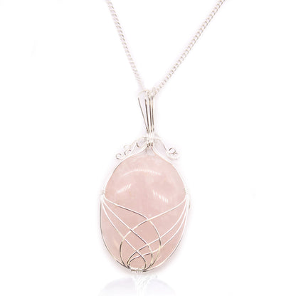 Swirl Wrapped Gemstone Necklace - Rose Quartz - ScentiMelti  Swirl Wrapped Gemstone Necklace - Rose Quartz