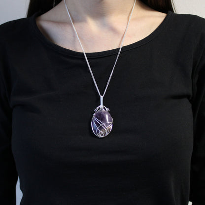 Swirl Wrapped Gemstone Necklace - Amethyst - ScentiMelti  Swirl Wrapped Gemstone Necklace - Amethyst