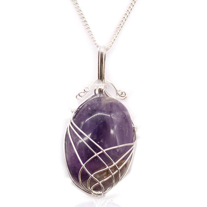 Swirl Wrapped Gemstone Necklace - Amethyst - ScentiMelti  Swirl Wrapped Gemstone Necklace - Amethyst