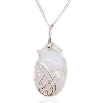 Swirl Wrapped Gemstone Necklace - Opalite - ScentiMelti  Swirl Wrapped Gemstone Necklace - Opalite