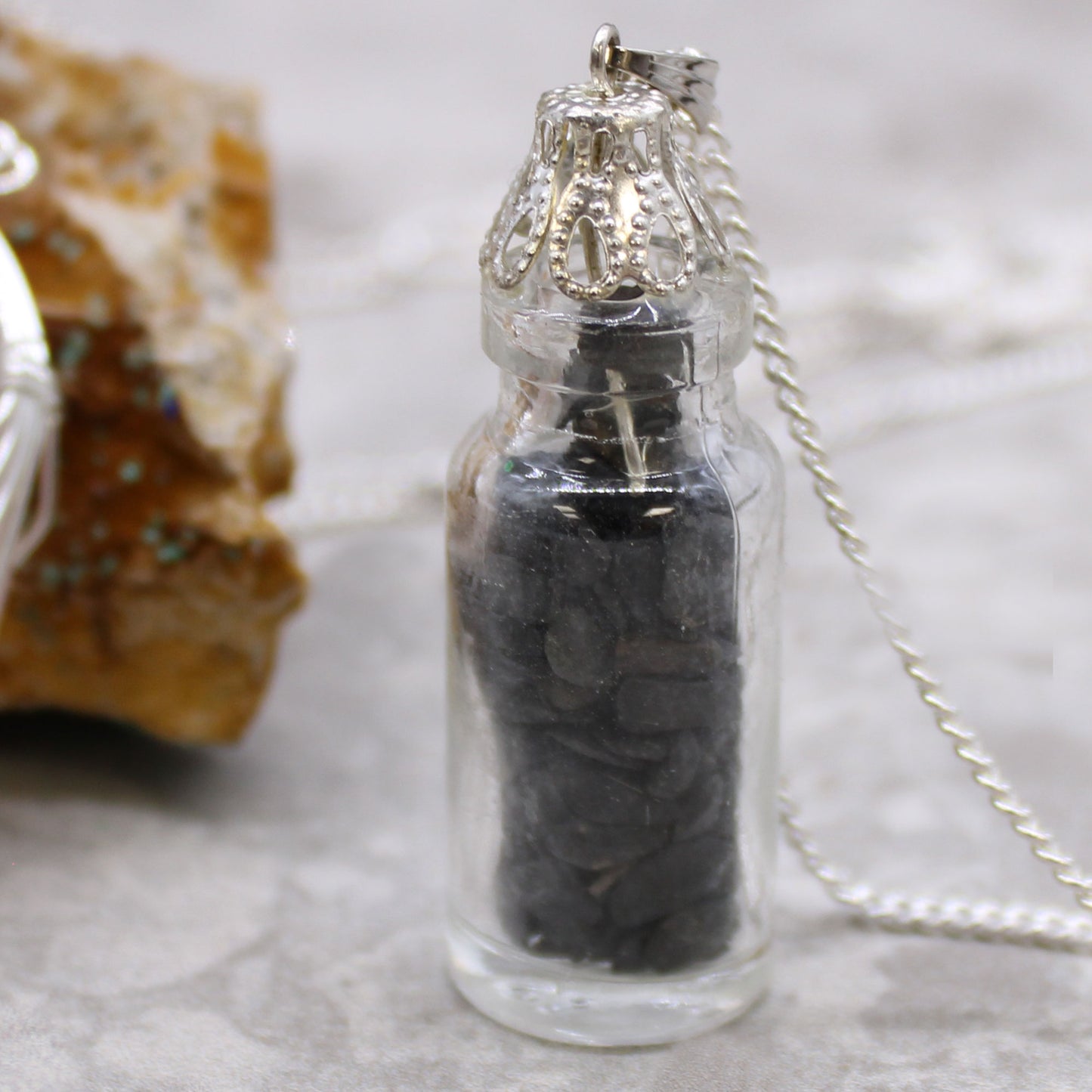 Bottled Gemstones Necklace - Black Onyx - ScentiMelti  Bottled Gemstones Necklace - Black Onyx