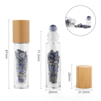 Gemstone Essential Oil Roller Bottle - Sodalite  - Wooden Cap - ScentiMelti  Gemstone Essential Oil Roller Bottle - Sodalite  - Wooden Cap