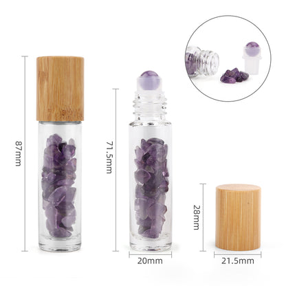 Gemstone Essential Oil Roller Bottle - Amethyst  - Wooden Cap - ScentiMelti  Gemstone Essential Oil Roller Bottle - Amethyst  - Wooden Cap