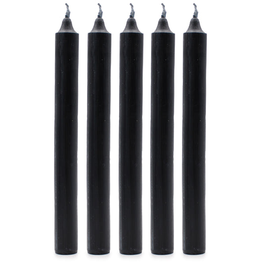 Solid Colour Dinner Candles - Rustic Black - Pack of 5