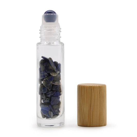 Gemstone Essential Oil Roller Bottle - Sodalite  - Wooden Cap - ScentiMelti  Gemstone Essential Oil Roller Bottle - Sodalite  - Wooden Cap