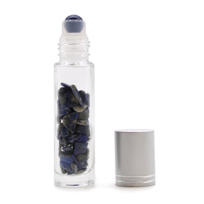 Gemstone Essential Oil Roller Bottle - Sodalite  - Silver Cap - ScentiMelti  Gemstone Essential Oil Roller Bottle - Sodalite  - Silver Cap