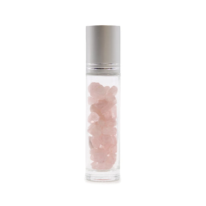 Gemstone Essential Oil Roller Bottle - Rose Quartz  - Silver Cap - ScentiMelti  Gemstone Essential Oil Roller Bottle - Rose Quartz  - Silver Cap