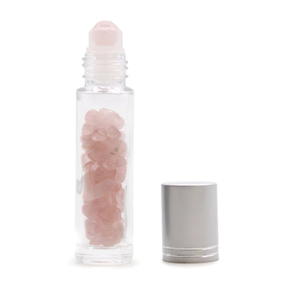 Gemstone Essential Oil Roller Bottle - Rose Quartz  - Silver Cap - ScentiMelti  Gemstone Essential Oil Roller Bottle - Rose Quartz  - Silver Cap