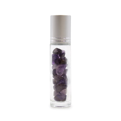 Gemstone Essential Oil Roller Bottle - Amethyst  - Silver Cap - ScentiMelti  Gemstone Essential Oil Roller Bottle - Amethyst  - Silver Cap