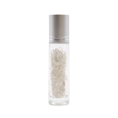 Gemstone Essential Oil Roller Bottle - Rock Quartz  - Silver Cap - ScentiMelti  Gemstone Essential Oil Roller Bottle - Rock Quartz  - Silver Cap