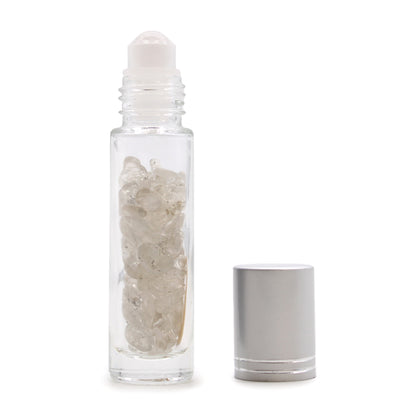 Gemstone Essential Oil Roller Bottle - Rock Quartz  - Silver Cap - ScentiMelti  Gemstone Essential Oil Roller Bottle - Rock Quartz  - Silver Cap