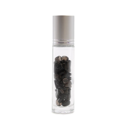 Gemstone Essential Oil Roller Bottle - Black Tourmaline  - Silver Cap - ScentiMelti  Gemstone Essential Oil Roller Bottle - Black Tourmaline  - Silver Cap