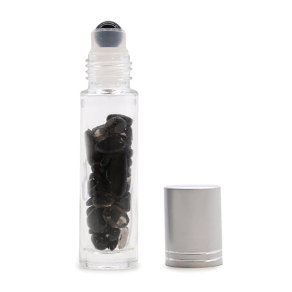 Gemstone Essential Oil Roller Bottle - Black Tourmaline  - Silver Cap - ScentiMelti  Gemstone Essential Oil Roller Bottle - Black Tourmaline  - Silver Cap