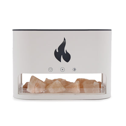 White Blaze Aroma Diffuser - Himalayan Salt Chamber - USB-C - Flame Effect (Salt included) - ScentiMelti  White Blaze Aroma Diffuser - Himalayan Salt Chamber - USB-C - Flame Effect (Salt incl