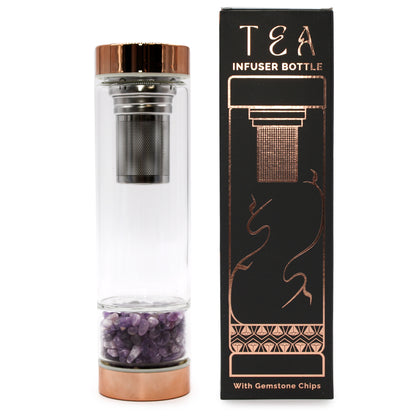 Crystal Glass Tea Infuser Bottle - Rose Gold - Amethyst - ScentiMelti  Crystal Glass Tea Infuser Bottle - Rose Gold - Amethyst