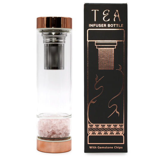 Crystal Glass Tea Infuser Bottle - Rose Gold - Rose Quartz - ScentiMelti  Crystal Glass Tea Infuser Bottle - Rose Gold - Rose Quartz