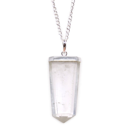 Gemstone Flat Pencil Pendant - Rock Quartz - ScentiMelti  Gemstone Flat Pencil Pendant - Rock Quartz