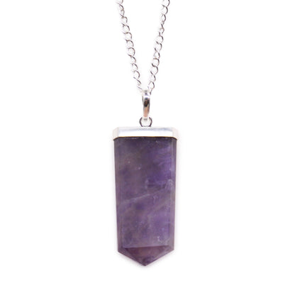 Gemstone Flat Pencil Pendant - Amethyst - ScentiMelti  Gemstone Flat Pencil Pendant - Amethyst