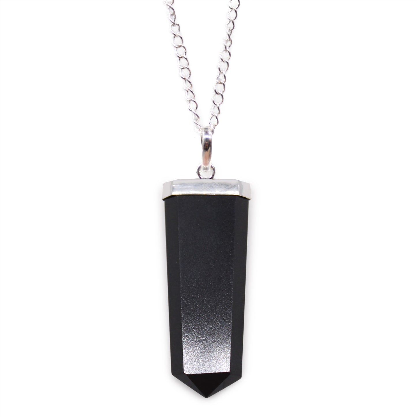 Gemstone Flat Pencil Pendant - Black Agate - ScentiMelti  Gemstone Flat Pencil Pendant - Black Agate