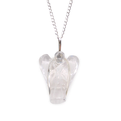 Gemstone Guardian Angel Pendant - Rock Quartz - ScentiMelti  Gemstone Guardian Angel Pendant - Rock Quartz