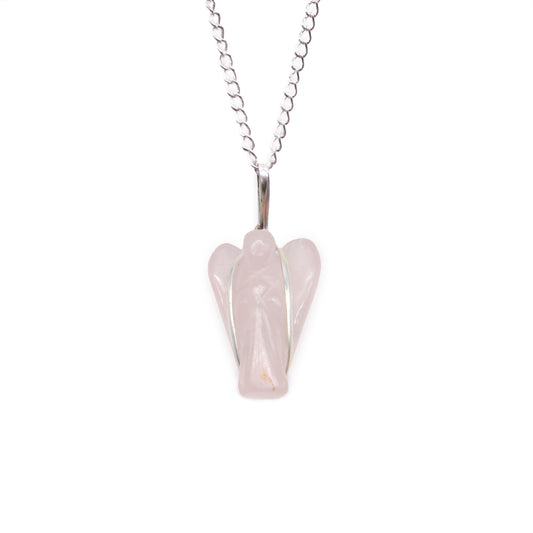 Gemstone Guardian Angel Pendant - Rose Quartz - ScentiMelti  Gemstone Guardian Angel Pendant - Rose Quartz