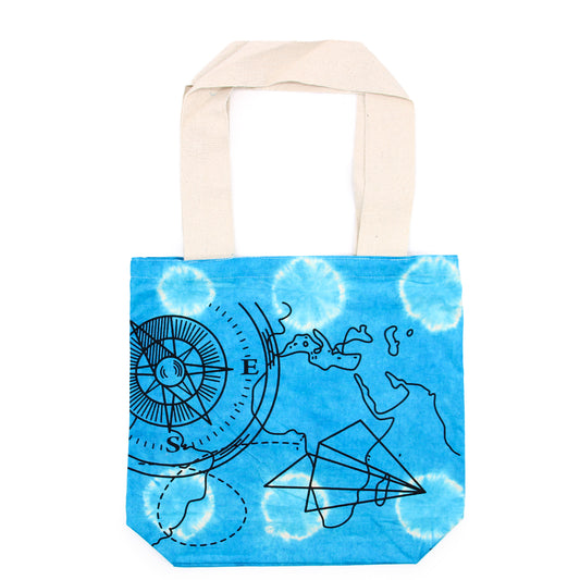 Tye-Dye Cotton Bag (6oz) - 38x42x12cm - Compass - Blue - Natural Handle - ScentiMelti  Tye-Dye Cotton Bag (6oz) - 38x42x12cm - Compass - Blue - Natural Handle