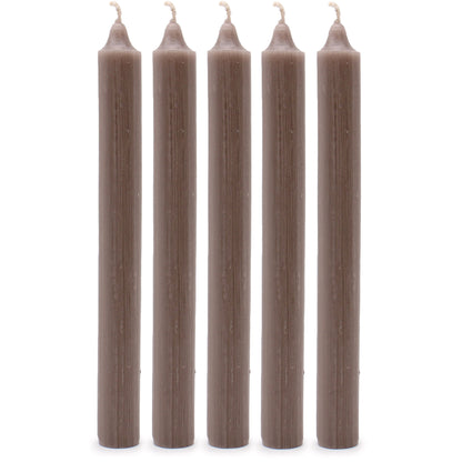 Solid Colour Dinner Candles - Rustic Taupe - Pack of 5 - ScentiMelti  Solid Colour Dinner Candles - Rustic Taupe - Pack of 5