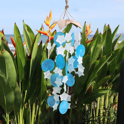 Coconut & Capiz Windchimes - Blue and White Stars - 30cm - ScentiMelti  Coconut & Capiz Windchimes - Blue and White Stars - 30cm