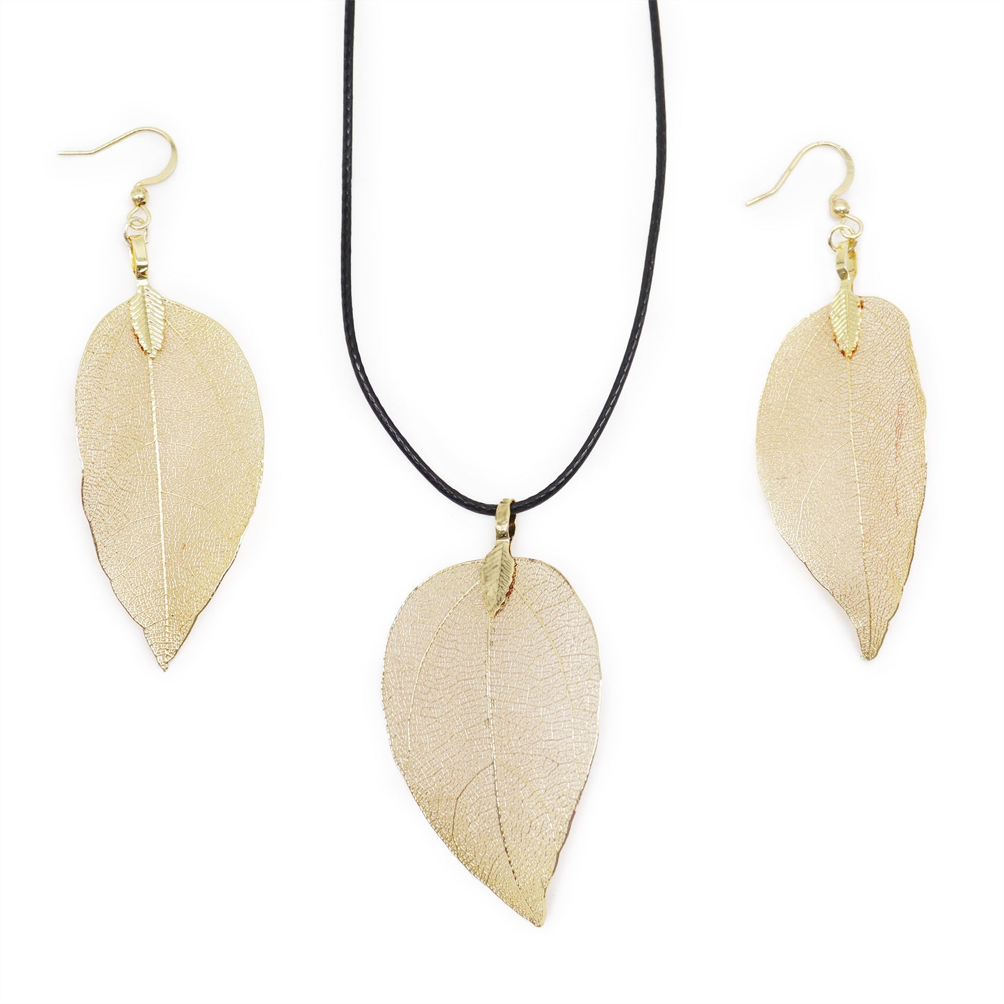 Necklace & Earring Set - Bravery Leaf - Gold - ScentiMelti  Necklace & Earring Set - Bravery Leaf - Gold