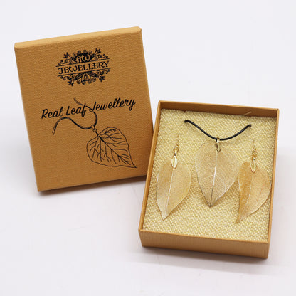 Necklace & Earring Set - Bravery Leaf - Gold - ScentiMelti  Necklace & Earring Set - Bravery Leaf - Gold