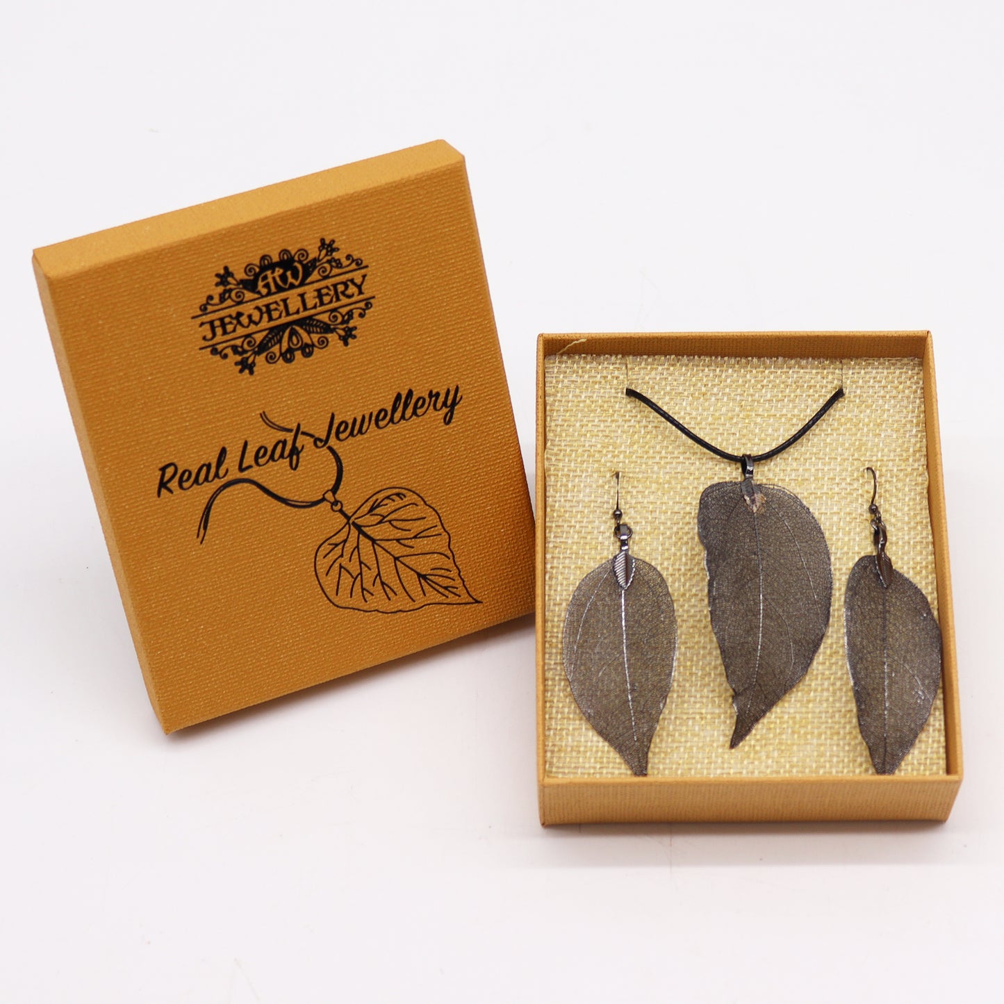 Necklace & Earring Set - Bravery Leaf - Pewter - ScentiMelti  Necklace & Earring Set - Bravery Leaf - Pewter