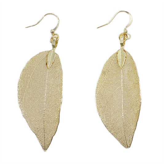 Earrings - Bravery Leaf - Gold - ScentiMelti  Earrings - Bravery Leaf - Gold