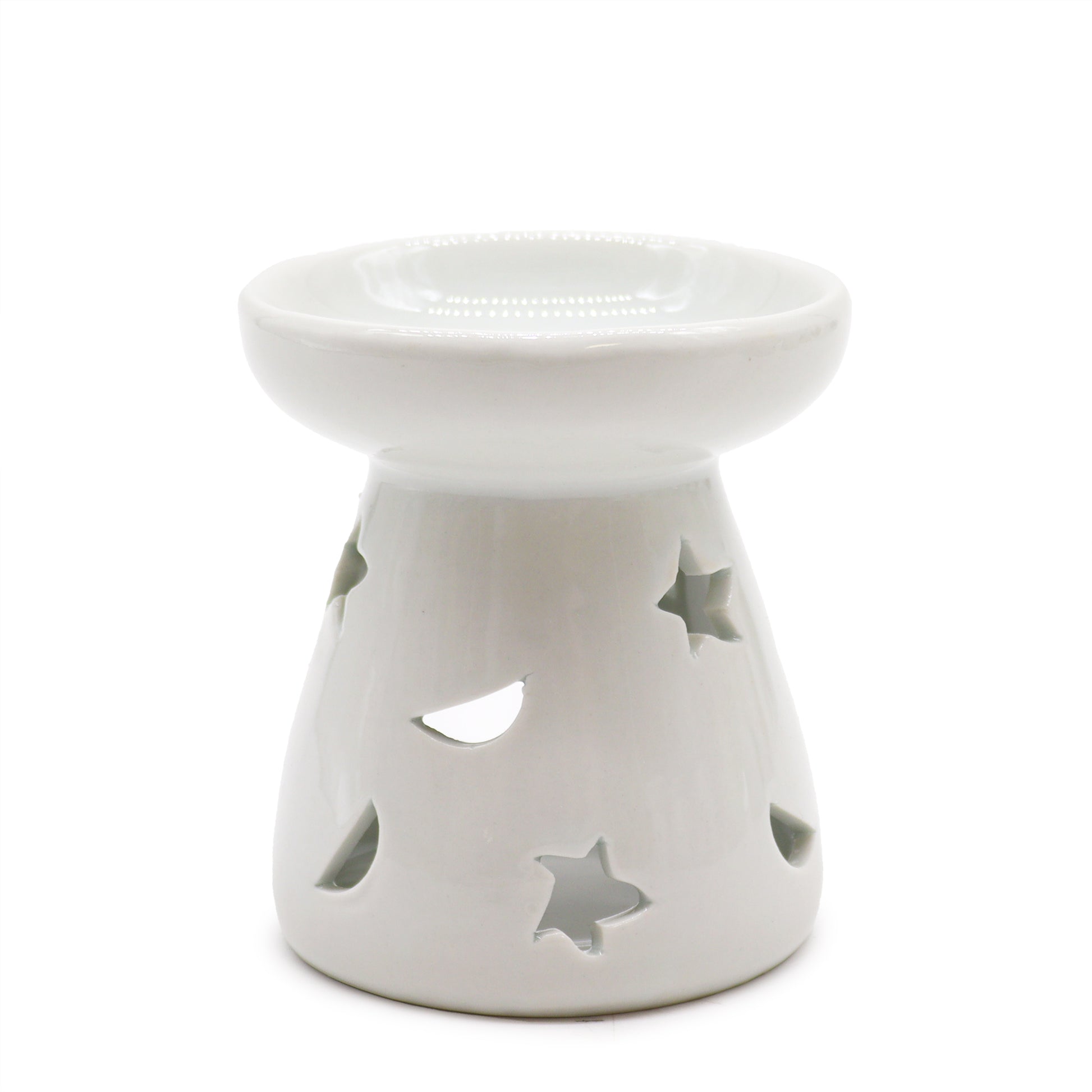 Sm Classic White Oil Burner - Moon & Star - ScentiMelti  Sm Classic White Oil Burner - Moon & Star