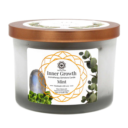 Mint and Moonstone Gemstone Candle - Inner Growth - ScentiMelti  Mint and Moonstone Gemstone Candle - Inner Growth