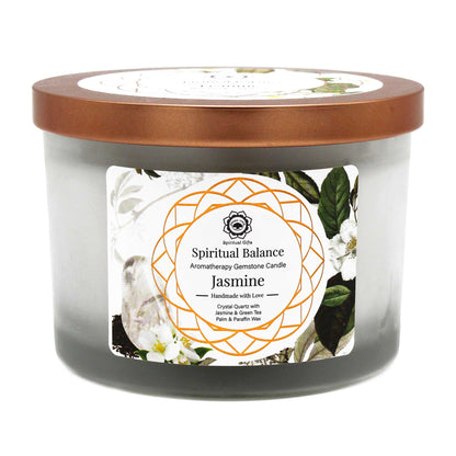 Jasmine and Crystal Quartz Gemstone Candle - Spiritual Balance - ScentiMelti  Jasmine and Crystal Quartz Gemstone Candle - Spiritual Balance