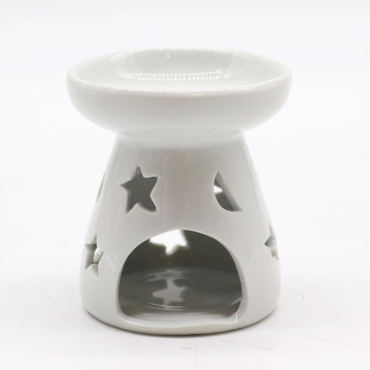 Sm Classic White Oil Burner - Moon & Star - ScentiMelti  Sm Classic White Oil Burner - Moon & Star