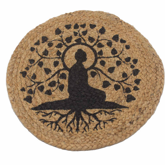 Natural Place Mat - Jute 30cm - Bodhi Tree Print - ScentiMelti Home Fragrance, Beauty & Gifts UK