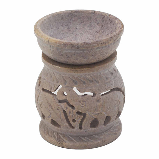 Small Soapstone Oil Burner 8cm - Elephant - ScentiMelti  Small Soapstone Oil Burner 8cm - Elephant