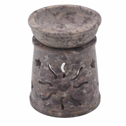 Small Soapstone Oil Burner 8cm - Sun & Stars - ScentiMelti  Small Soapstone Oil Burner 8cm - Sun & Stars