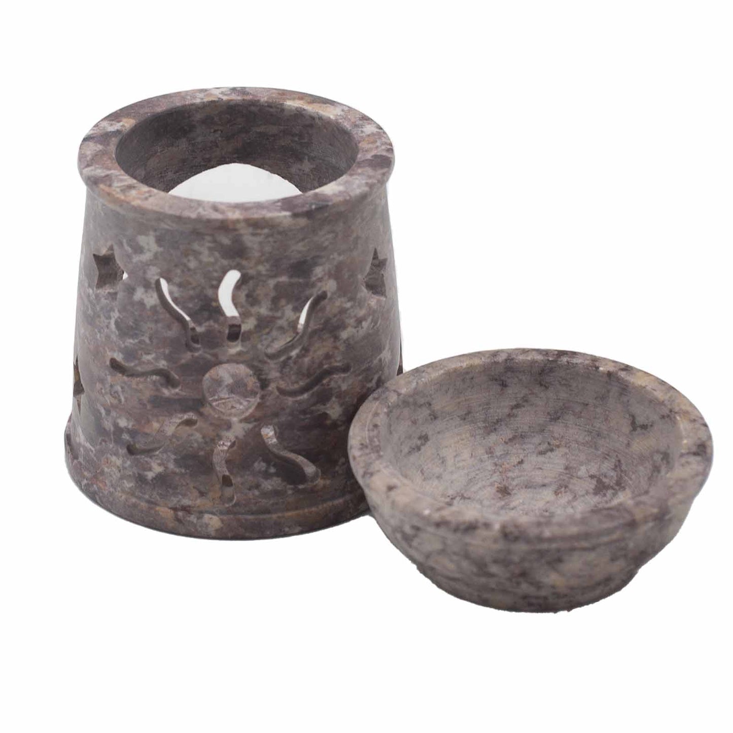 Small Soapstone Oil Burner 8cm - Sun & Stars - ScentiMelti  Small Soapstone Oil Burner 8cm - Sun & Stars