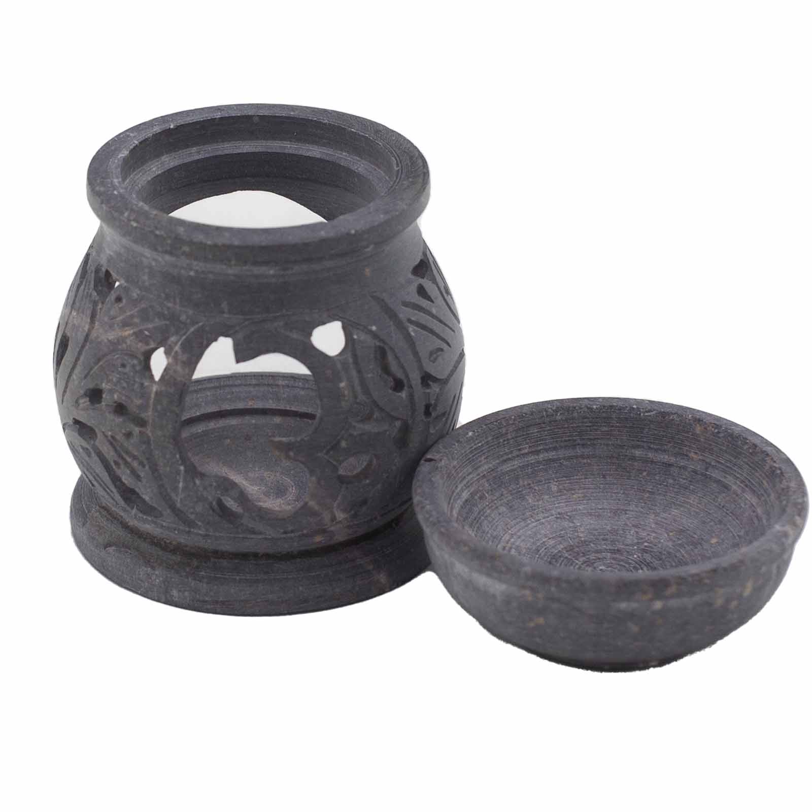 Small Soapstone Oil Burner 8cm - Om - ScentiMelti  Small Soapstone Oil Burner 8cm - Om