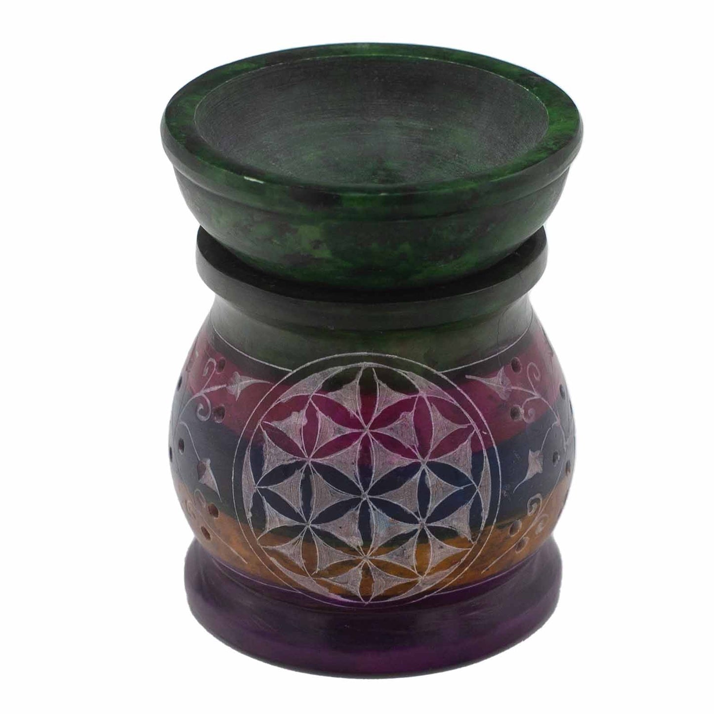 Soapstone Oil Burner 10cm - Flower of Life - Five Colours - ScentiMelti  Soapstone Oil Burner 10cm - Flower of Life - Five Colours