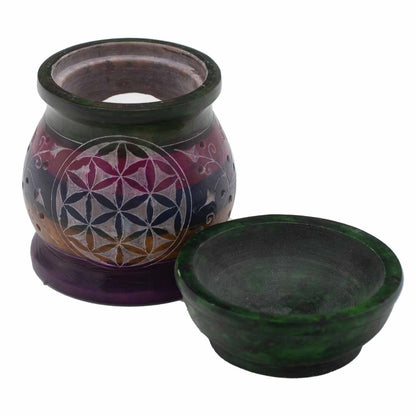 Soapstone Oil Burner 10cm - Flower of Life - Five Colours - ScentiMelti  Soapstone Oil Burner 10cm - Flower of Life - Five Colours