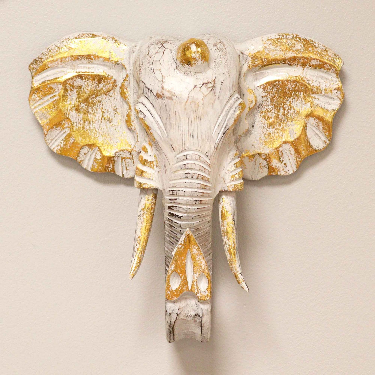 Large Elephant Head - Gold & Whitewash - ScentiMelti Home Fragrance, Beauty & Gifts UK