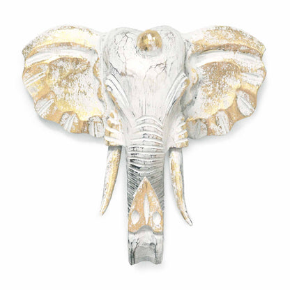 Large Elephant Head - Gold & Whitewash - ScentiMelti Home Fragrance, Beauty & Gifts UK