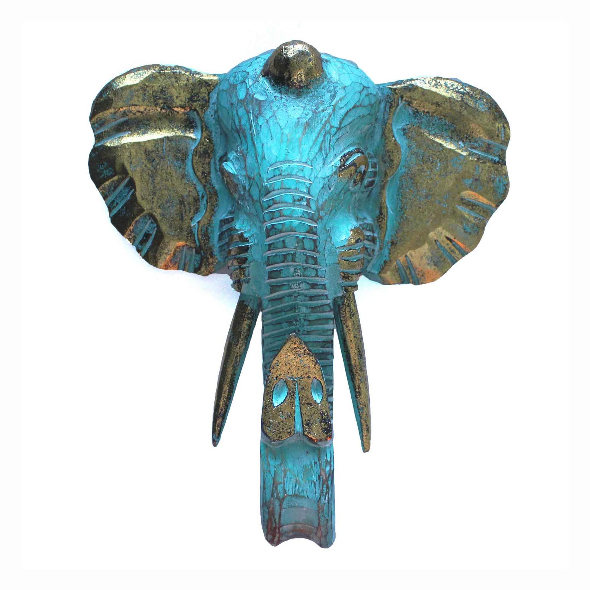 Large Elephant Head - Gold & Turquoise - ScentiMelti Home Fragrance, Beauty & Gifts UK