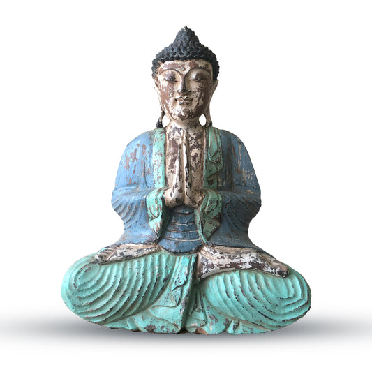 Vintage Blue Mint Hand Carved Buddha Statue - 40cm - Welcome - ScentiMelti  Vintage Blue Mint Hand Carved Buddha Statue - 40cm - Welcome