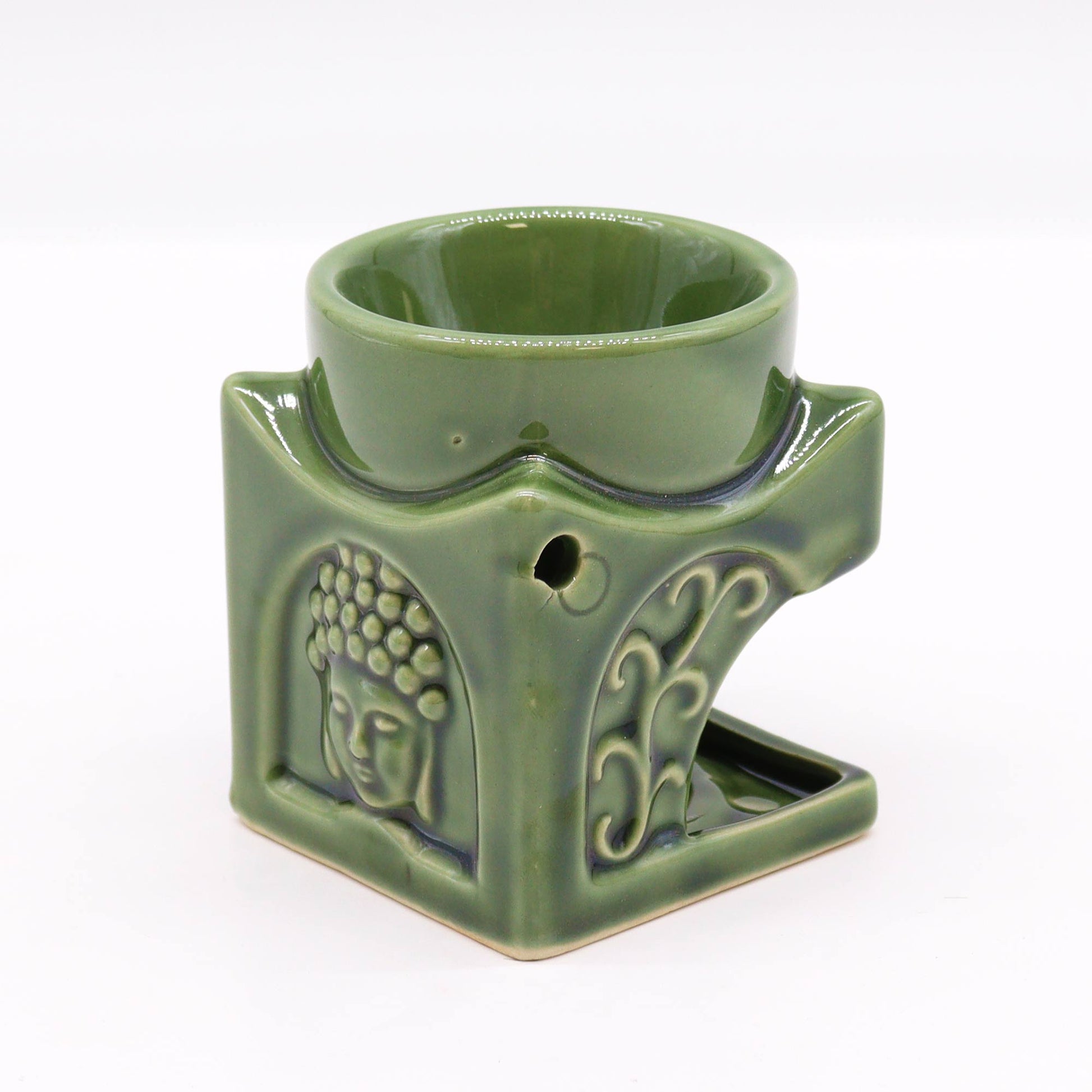 Square Buddha Burner - Dark Jade - ScentiMelti  Square Buddha Burner - Dark Jade