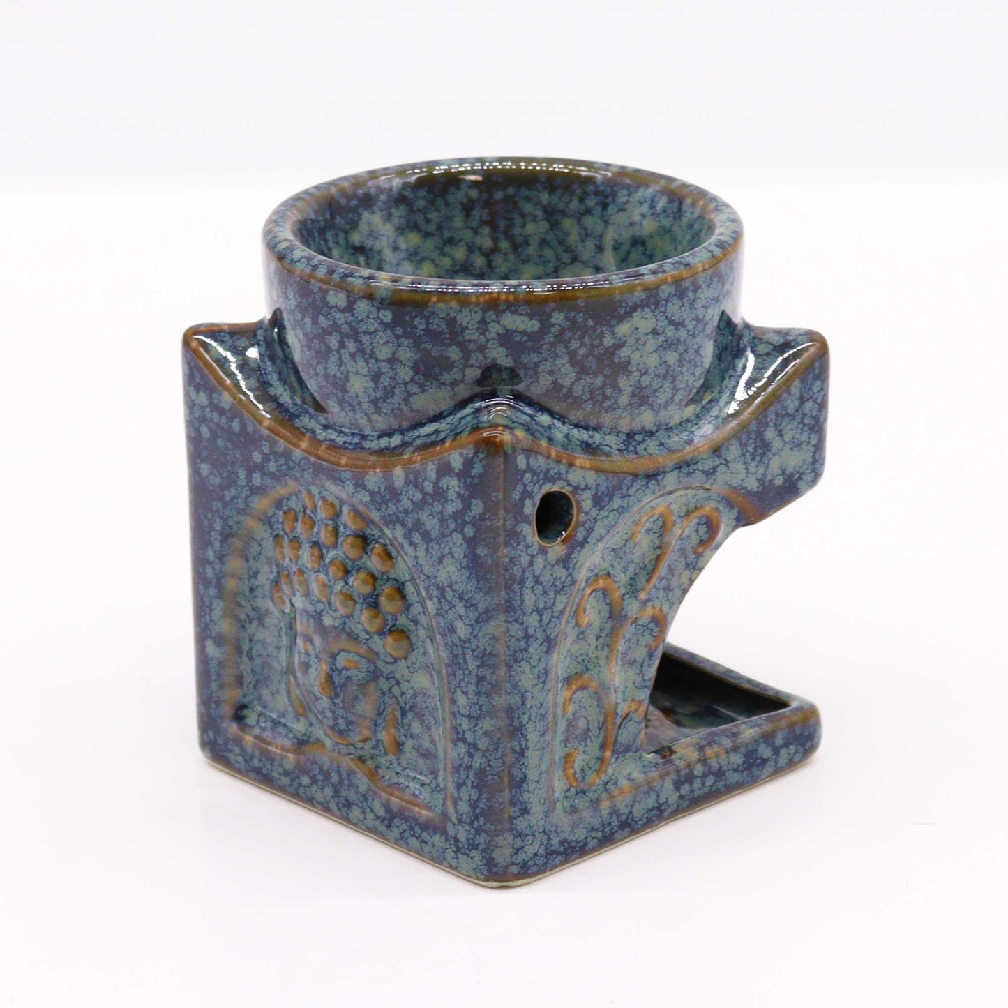 Square Buddha Burner - Dusty Blue - ScentiMelti  Square Buddha Burner - Dusty Blue